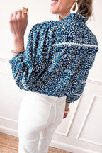 Blue Ric-rac Patchwork Loose Fit Shirt