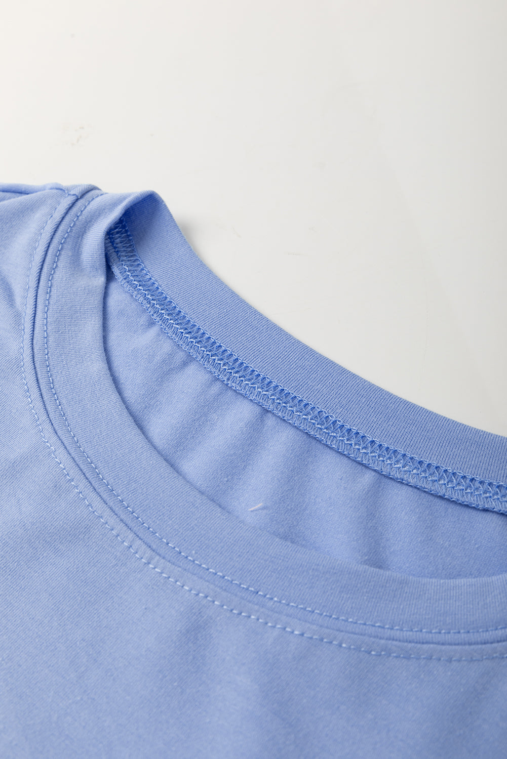 Sky Blue Flower Patched Loose Tee