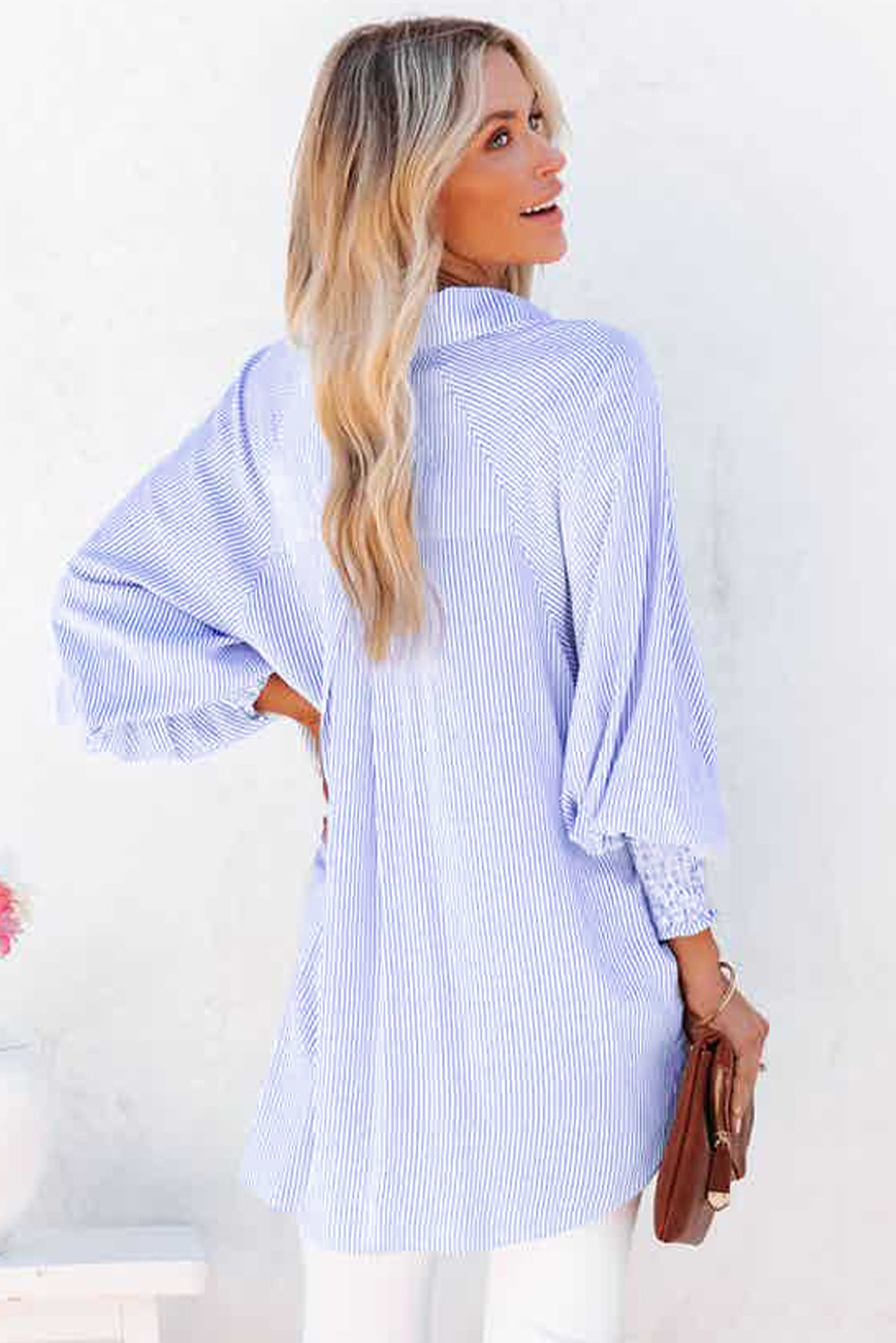 Sky Blue Striped Boyfriend Shirt