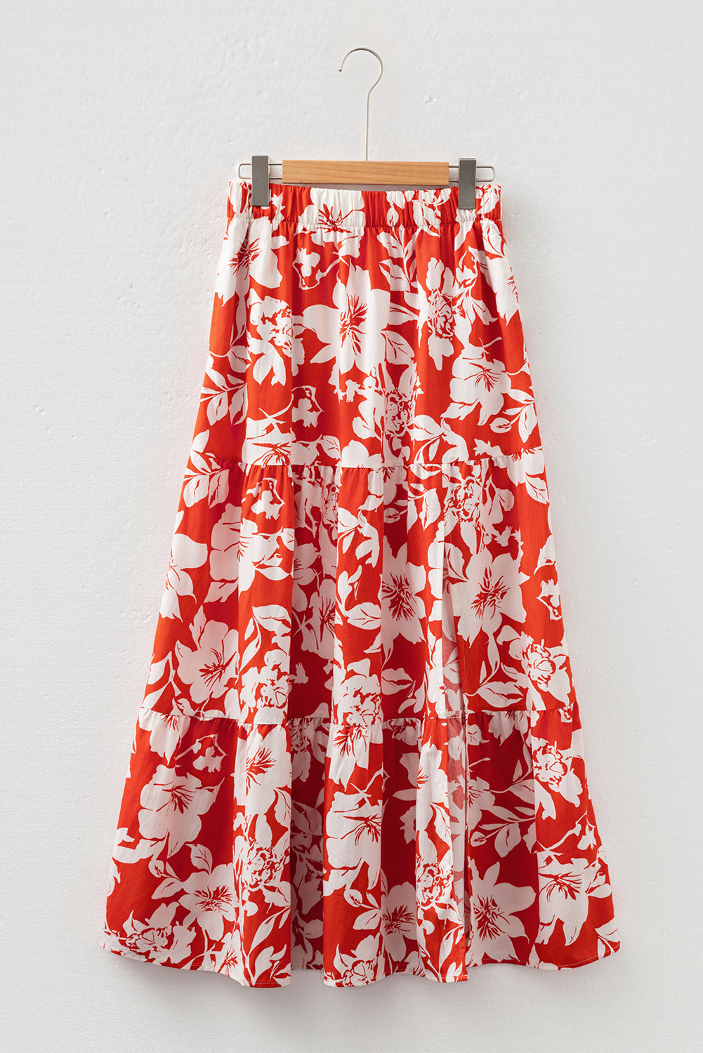 Red High Split Cowgirl Maxi Skirt