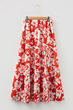 Red High Split Cowgirl Maxi Skirt