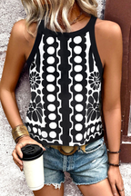 Abstract Dot Floral Print Tank Top