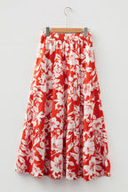 Red High Split Cowgirl Maxi Skirt