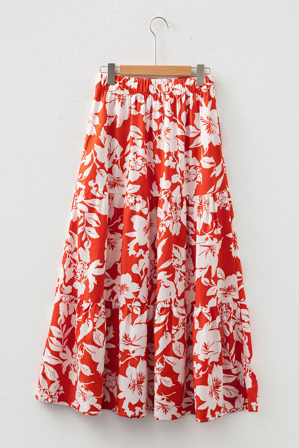 Red High Split Cowgirl Maxi Skirt