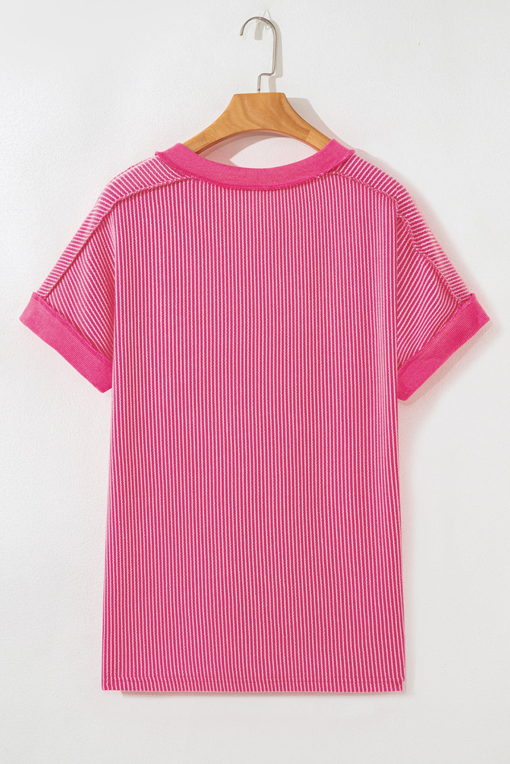 Rose Red Twisted Ribbed Knit Tee