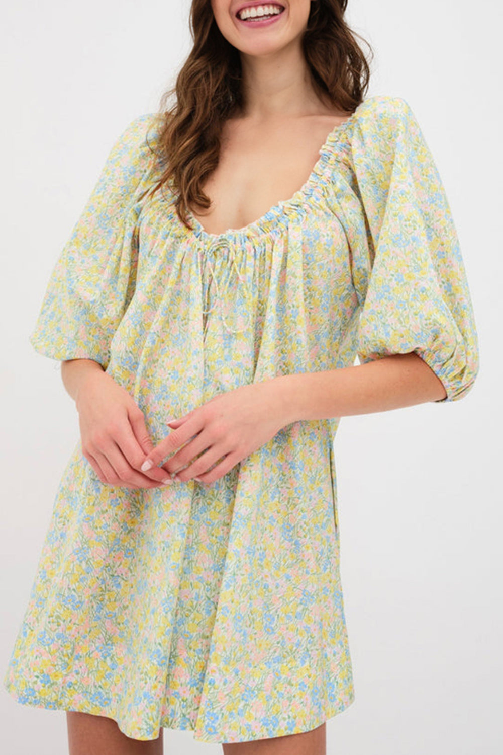 Floral Half Sleeve Short Dress