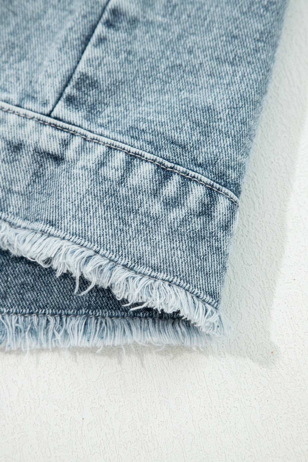 Button Flap Pocket Frayed Denim Vest