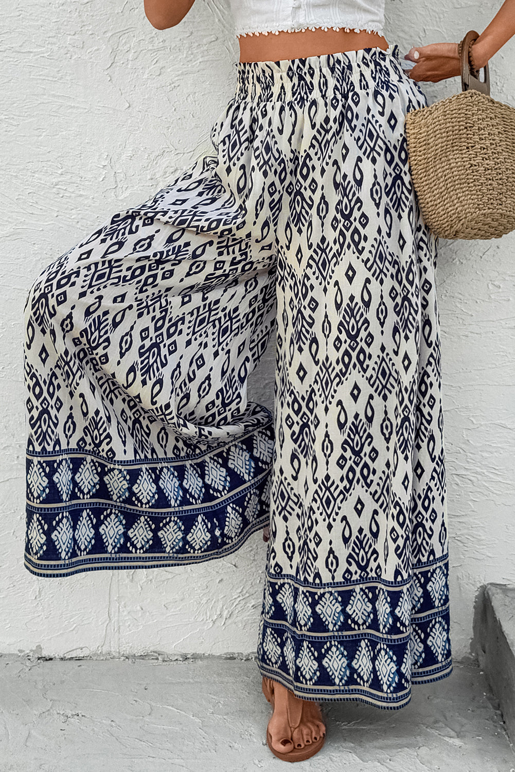 Boho Print High Waist Wide Leg Pants