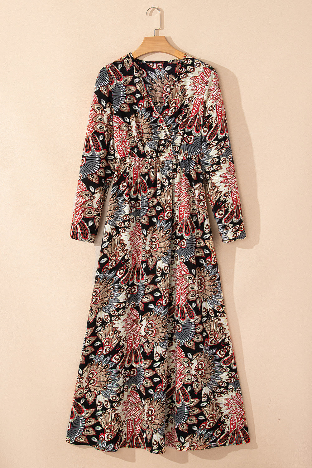 Printed Wrap High Waist Maxi Dress