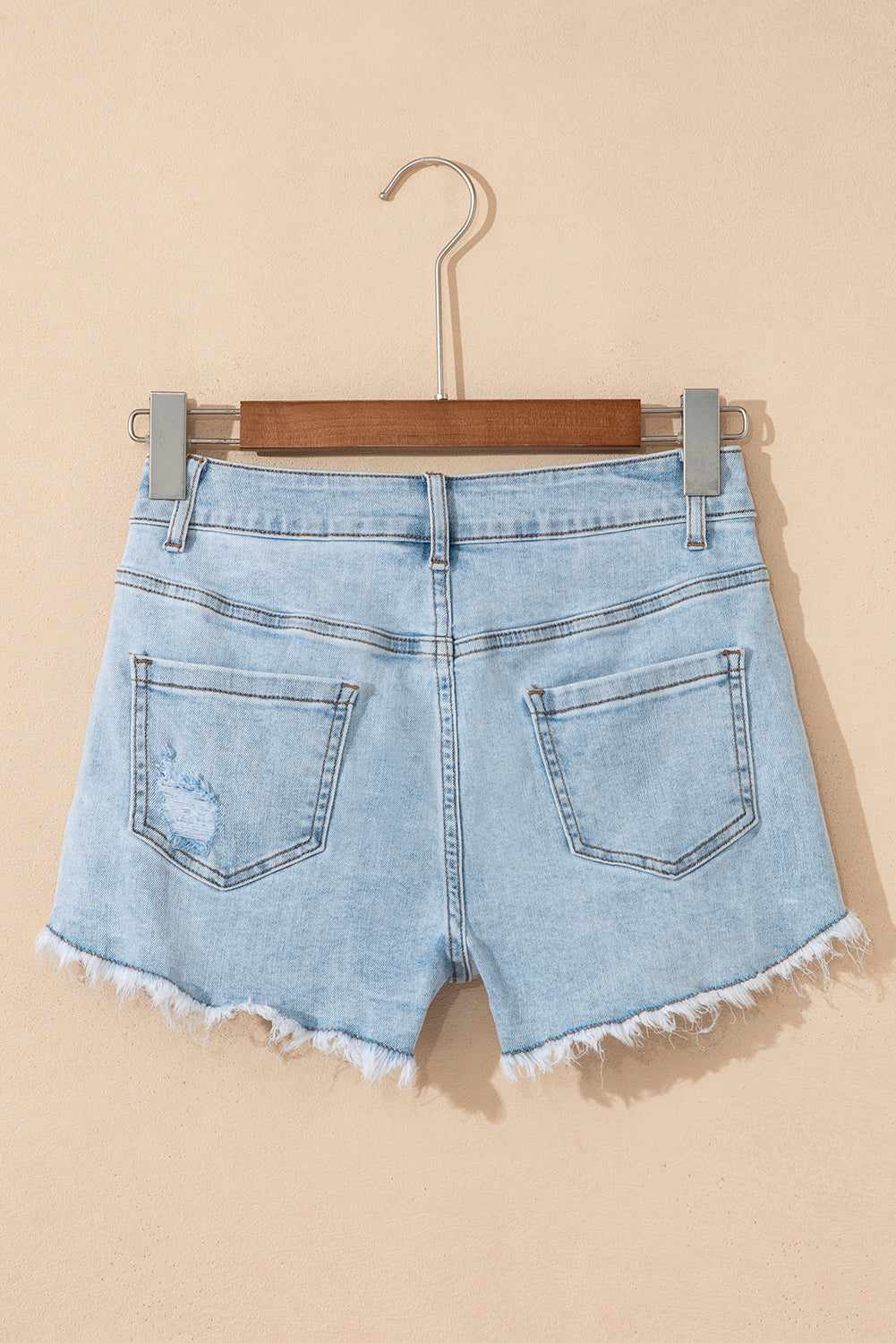 Blue Distressed Denim Shorts