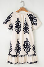 Western Print Ruffled Loose Dress