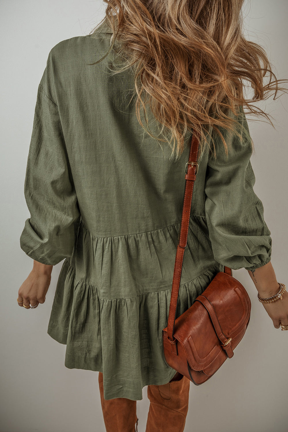 Jungle Pleated Shirt Mini Dress
