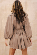 Deep V Neck Smocked Mini Dress