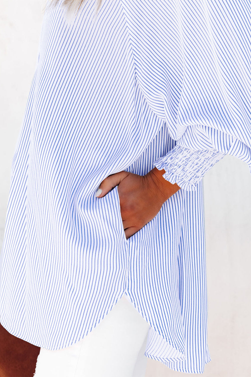 Sky Blue Striped Boyfriend Shirt