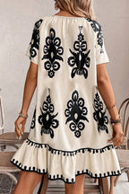 Western Print Ruffled Loose Dress