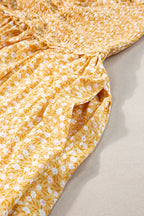 Yellow Smocked High Waist Floral Maxi Dress