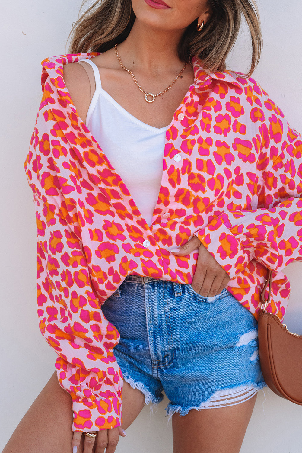 Leopard Print Button Up Loose Shirt