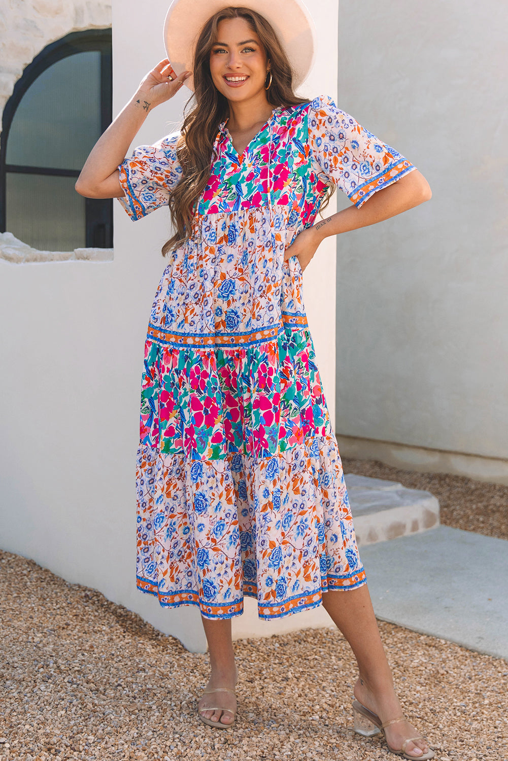Floral Print Short Sleeve Dress