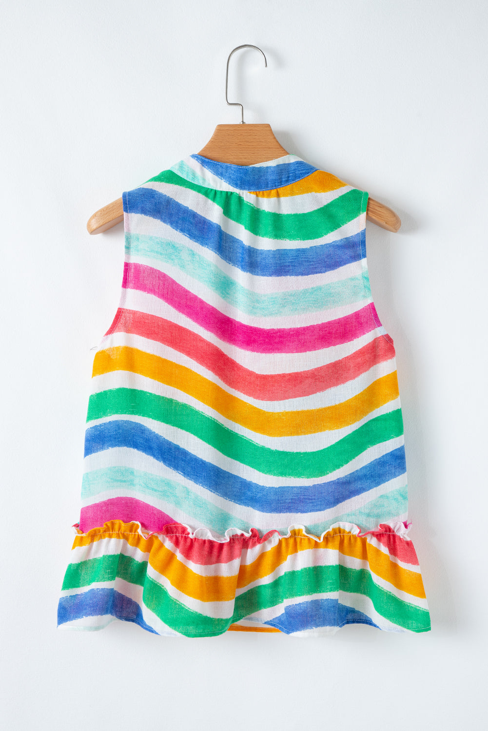 Rainbow Stripes Drawstring Neck Tank