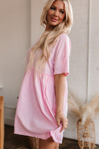 Pink Pocketed Babydoll Dress
