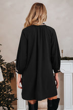 Black Contrast Trim Shift Mini Dress