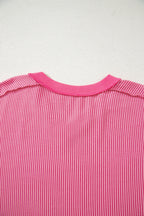 Rose Red Twisted Ribbed Knit Tee