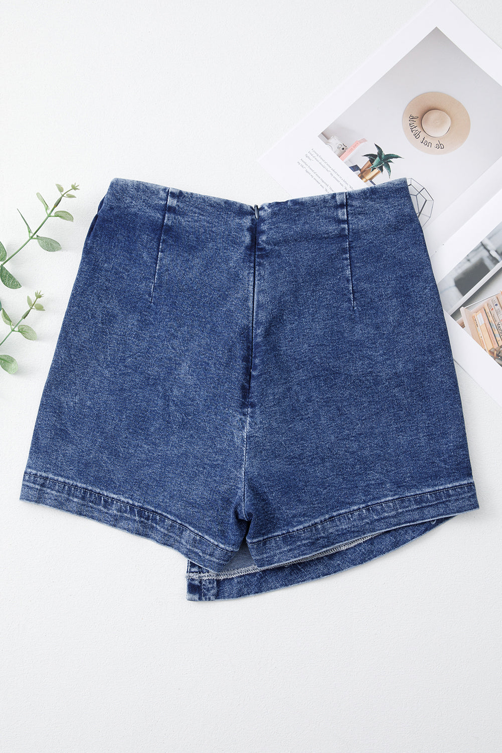 Acid Wash Asymmetric Denim Skort