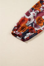 Floral Print Wrap Puff Sleeve Mini Dress