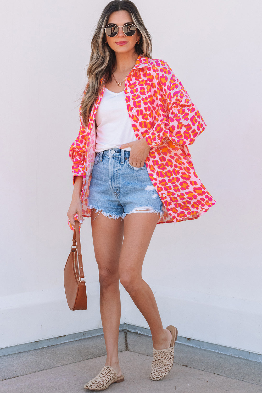 Leopard Print Button Up Loose Shirt