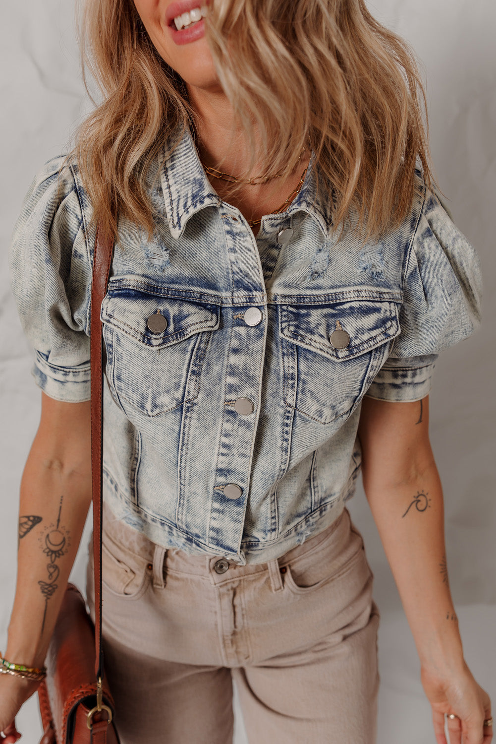 Blue Light Wash Buttoned Denim Jacket