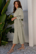 Striped Zip Front Midi Dress