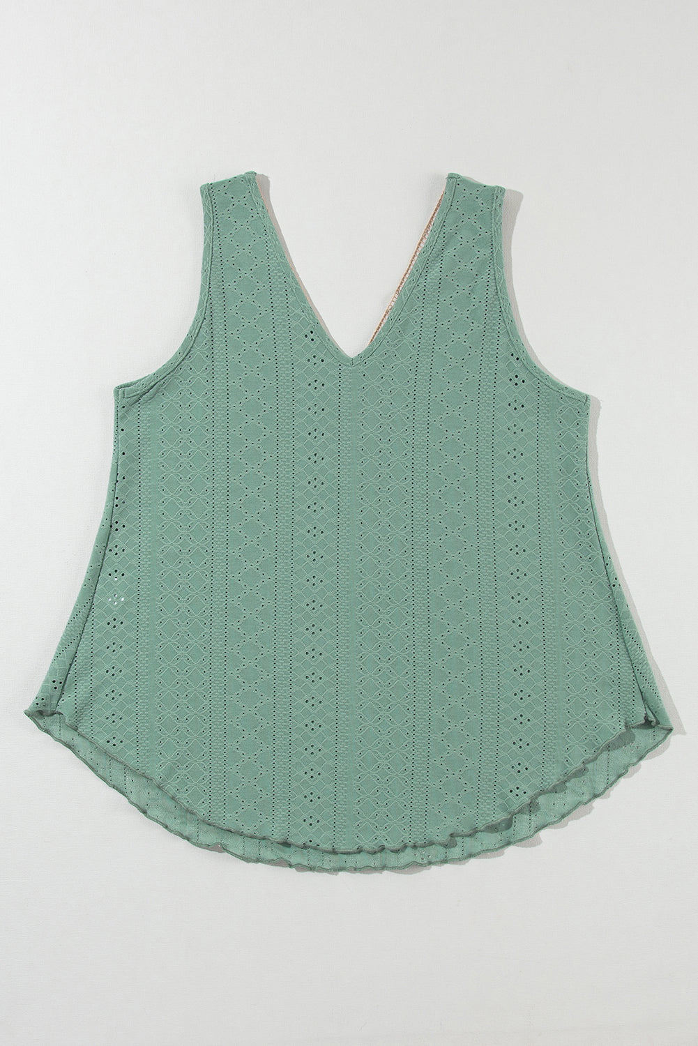 Green Lace Crochet Splicing Tank Top