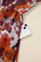 Floral Print Wrap Puff Sleeve Mini Dress