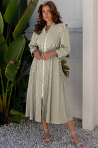 Striped Zip Front Midi Dress