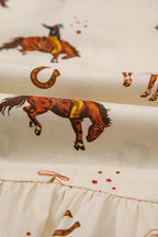 Apricot Rodeo Print Peplum Top