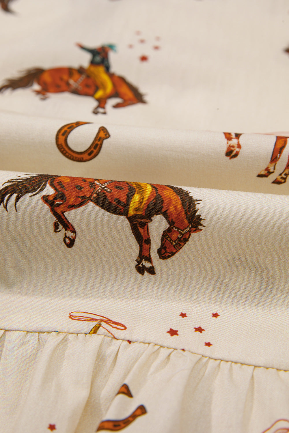 Apricot Rodeo Print Peplum Top