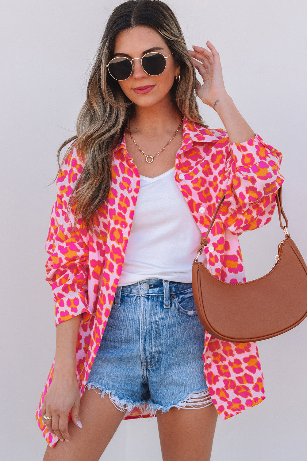 Leopard Print Button Up Loose Shirt