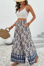 Boho Print High Waist Wide Leg Pants