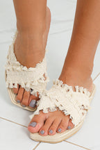 Tassel Crossed Straps Flat Slippers