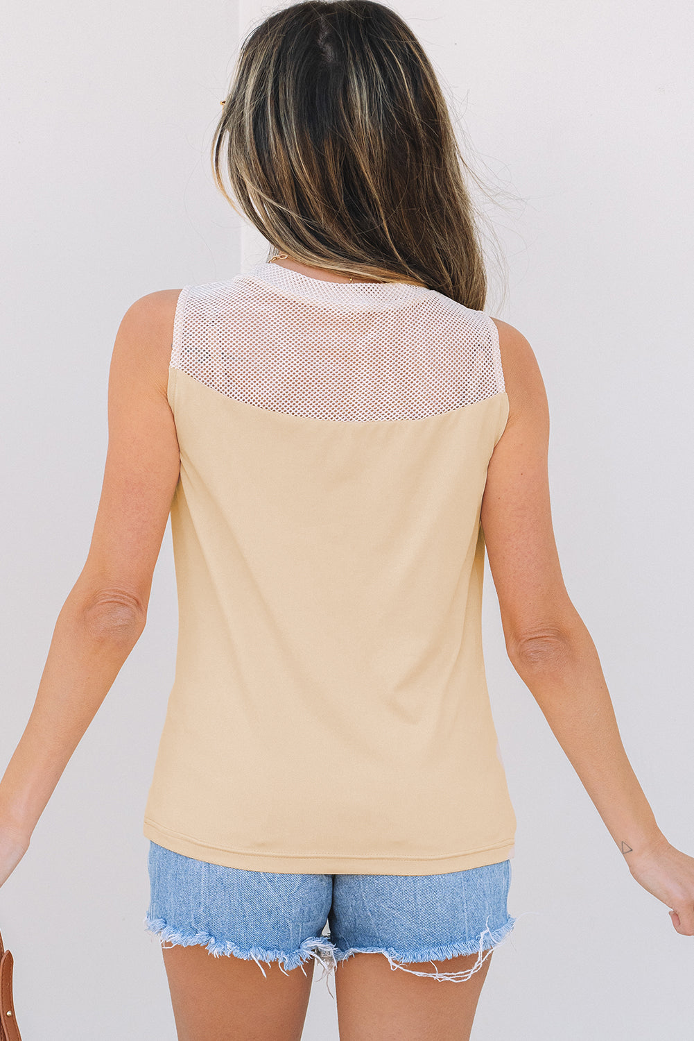 Oatmeal Mesh Tank Top