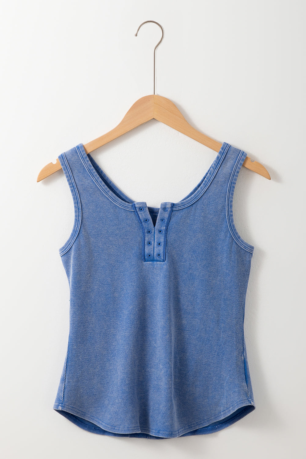 Washed Ribbed Notch Neck Tank Top