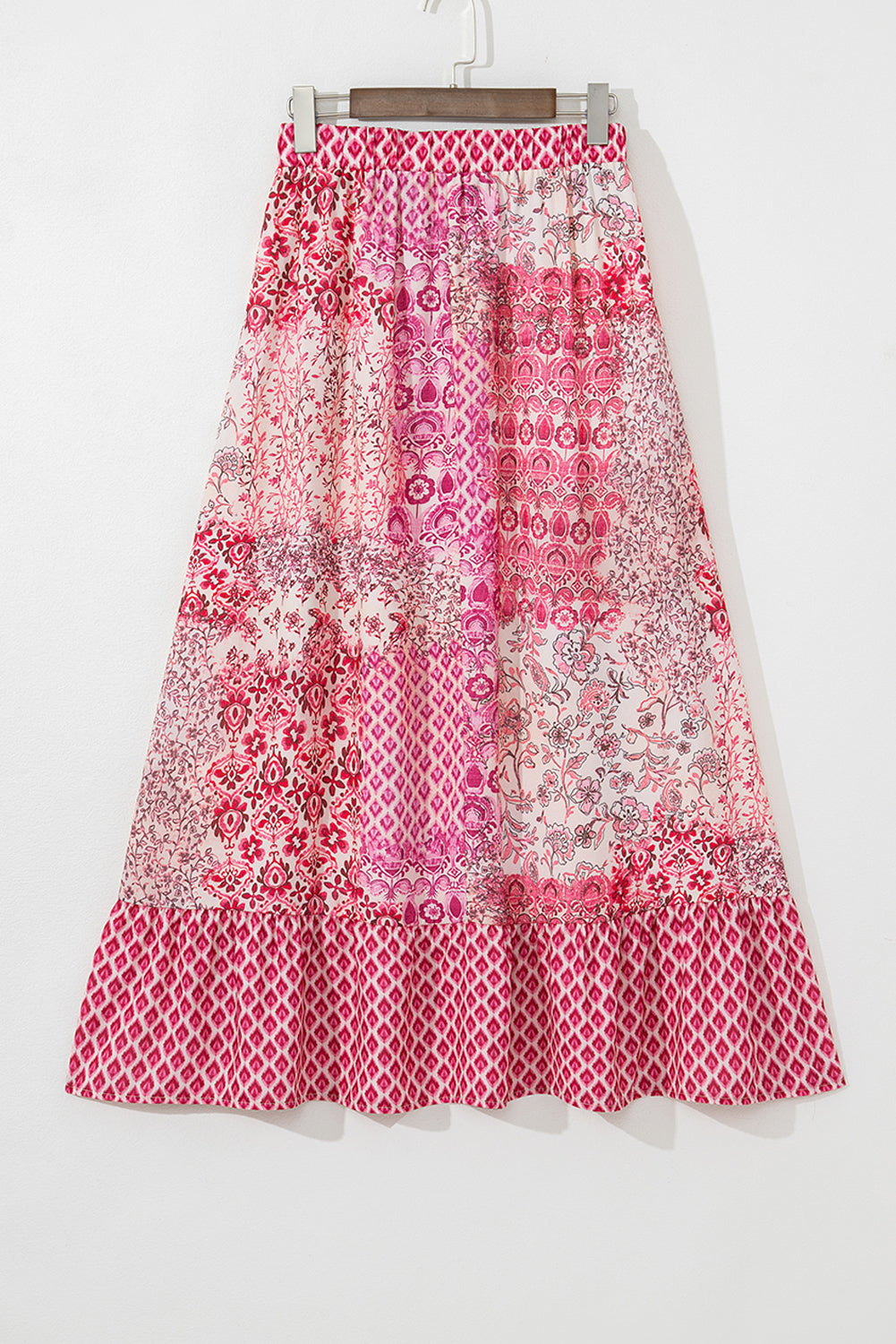 Boho Print Tassel Drawstring Maxi Skirt