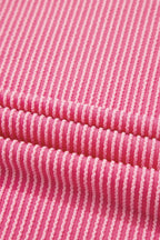 Rose Red Twisted Ribbed Knit Tee