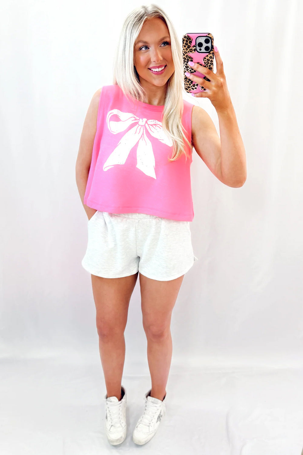 Bow Print Boxy Tank Top
