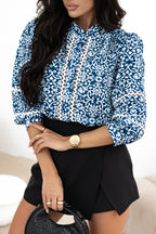 Blue Ric-rac Patchwork Loose Fit Shirt