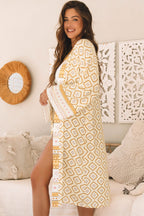Yellow Boho Geometric Print Kimono