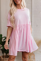Pink Pocketed Babydoll Dress