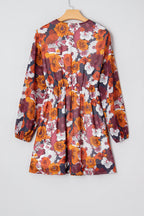 Floral Print Wrap Puff Sleeve Mini Dress