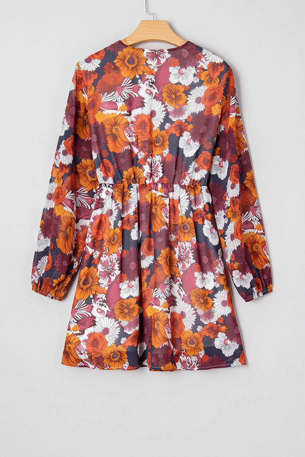 Floral Print Wrap Puff Sleeve Mini Dress