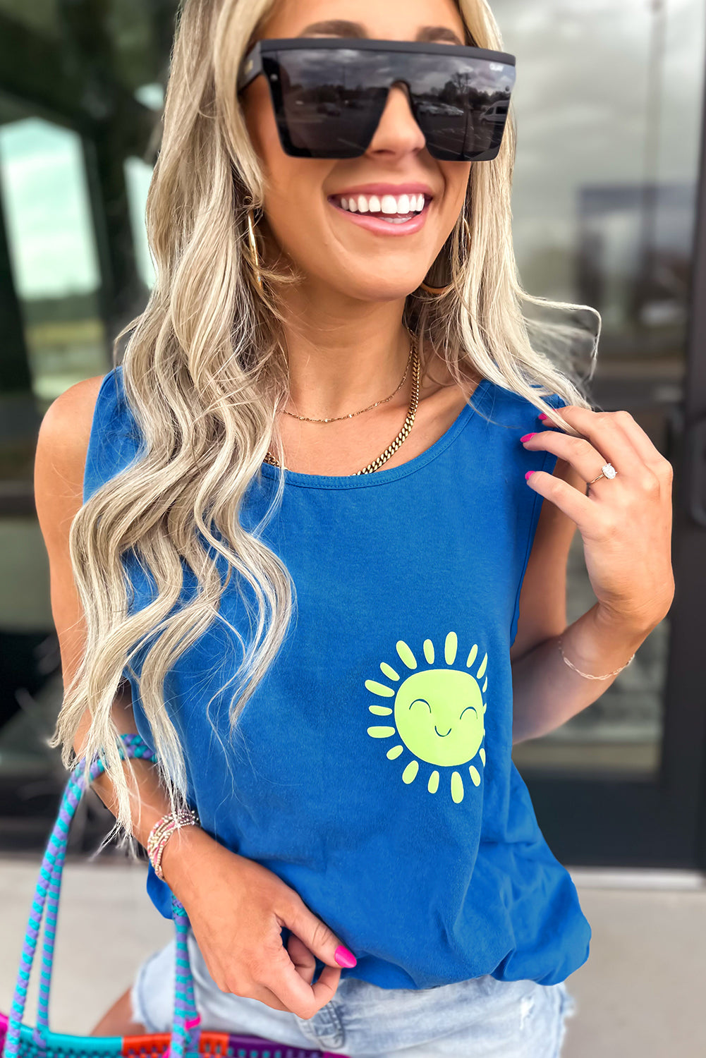 Sun Graphic Print Tank Top